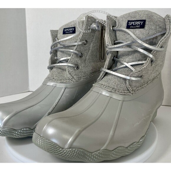 Sperry Saltwater Ankle Duck Boots STK166419 Kids 5M Silver Glitter - Picture 1 of 16